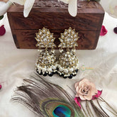 Vriksham Traditional Minakari Golden Dome With Black Beads & Pearls Jhumka-G20128